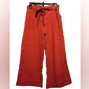 Sound/Style Linen Blend Wide Leg Tie‎ Gaucho Pants Women's Size Small Boho